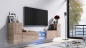 Preview: Tv Lowboard Galaxy Cappuccino Hochglanz/Sonoma MDF Design Board HiFi Tisch Beleuchtung Modern Wohnwand  Schrank Möbel