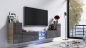 Preview: Tv Lowboard Galaxy Grau Hochglanz/Sonoma MDF Design Board HiFi Tisch Beleuchtung Modern Wohnwand  Schrank Möbel