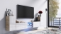 Preview: Tv Lowboard Galaxy Weiß Hochglanz/Sonoma MDF Design Board HiFi Tisch Beleuchtung Modern Wohnwand  Schrank Möbel