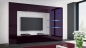 Preview: Wohnwand Shadow Aubergine Hochglanz/Weiß 285 cm Mediawand Anbauwand Medienwand Design Modern Led Beleuchtung MDF Hochglanz Stehend TV Wand