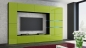 Preview: Wohnwand Shadow Lime Hochglanz/Schwarz 285 cm Mediawand Anbauwand Medienwand Design Modern Led Beleuchtung Hochglanz Stehend TV Wand