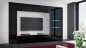 Preview: Wohnwand Shadow Schwarz Hochglanz/Weiß 285 cm Mediawand Anbauwand Medienwand Design Modern Led Beleuchtung MDF Hochglanz Stehend TV Wand