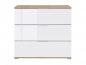Preview: Kommode Zele Sideboard 95 cm Weiß Hochglanz/Wotan Eiche Modern Design Anrichte