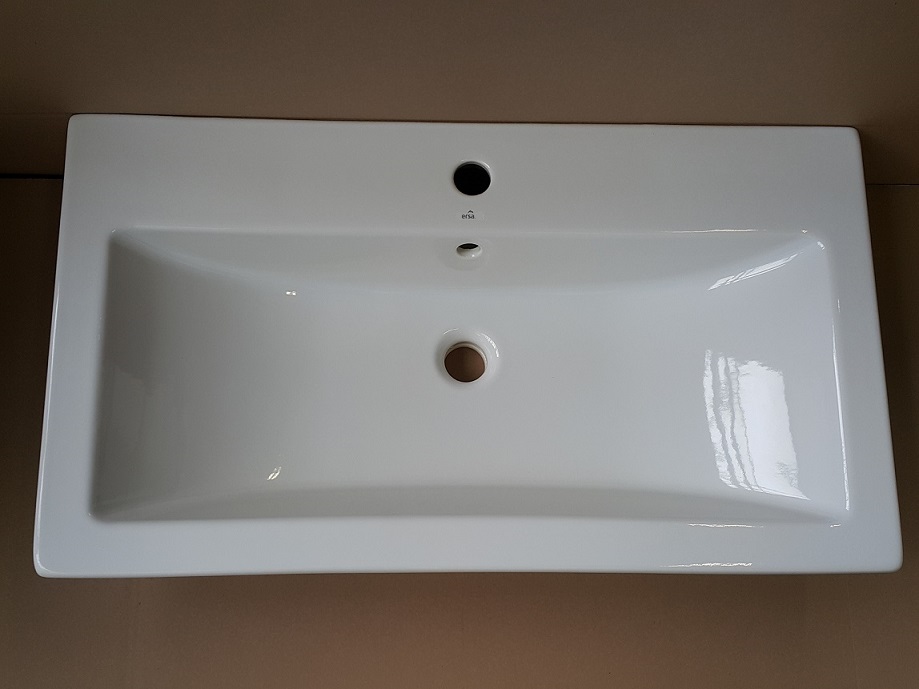 KAUFEXPERT - Badmöbel-Set Werner XXL 1 Grau Hochglanz/ Schwarz KERAMIK