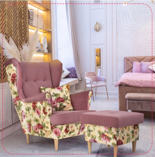 Sessel mit Hocker