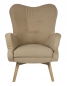 Preview: Sessel Vikka mit Hocker, Velur Plüsch Casablanca Beige