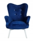 Mobile Preview: Sessel Vikka mit Hocker, Velur Velvet Farbe Indigo - Cobalt