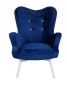 Preview: Sessel Vikka mit Hocker, Velur Velvet Farbe Indigo - Cobalt