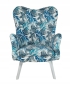 Preview: Sessel Vikka mit Hocker, Velur Velvet Farbe Tropic