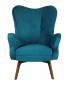 Preview: Sessel Vikka mit Hocker, Velur Velvet Farbe Türkis