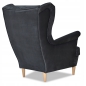 Preview: Sofagarnitur ARI Monolith 97 3-teilig Ohrensessel Sofa Velours Anthrazit
