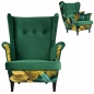 Preview: Ohrensessel ARI POLY 7 / ROYAL 33  Wohnzimmersessel  Blumenmuster Sessel inkl. Kissen, ohne Hocker, mit Knopfheftung