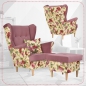 Preview: Ohrensessel ARI ROSE 01 / TRINITY 23 inkl.Hocker mit Stauraum und Zierkissen Wohnzimmersessel  Blumenmuster Romantisch