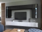 Preview: NEUHEIT 2022 Wohnwand Crystal MDF Weiß Hochglanz + Schwarz Hochgl./ Weiß + Schwarz Mediawand Medienwand Design Modern Led Beleuchtung Hängewand TV Wand Hängeschrank