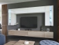Preview: NEUHEIT 2022 Wohnwand Crystal MDF Weiß Hochglanz/ Weiß + Sonoma Eiche Medienwand Design Modern Led Beleuchtung Hängewand TV Wand Hängeschrank