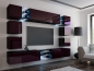 Preview: Wohnwand Edge Aubergine Hochglanz/Schwarz  Mediawand Medienwand Design Modern Led Beleuchtung MDF Hochglanz Hängewand Hängeschrank TV Wand