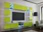 Preview: Wohnwand Edge Lime Hochglanz/Weiß  Mediawand Medienwand Design Modern Led Beleuchtung MDF Hochglanz Hängewand Hängeschrank TV Wand