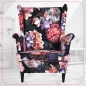 Preview: Ohrensessel Flower 3 mit Hocker Wohnzimmersessel  Blumenmuster
