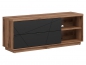 Preview: Lowboard Forn 156cm Schwarz Matt/Eiche Delano TV Möbel Design Board HiFi Tisch Modern  Schrank Möbel