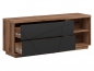 Preview: Lowboard Forn 156cm Schwarz Matt/Eiche Delano TV Möbel Design Board HiFi Tisch Modern  Schrank Möbel
