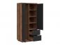 Preview: Kleiderschrank Forn 94cm Soft Close Schwarz Matt/Eiche Delano  mit 2 Schubladen Modernes Design