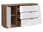 Preview: Kommode Forn 156cm Soft Close Weiß Hochglanz/Eiche Delano Sideboard Modern Design Anrichte Wohnzimmer Schrank