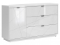 Preview: Kommode Forn 156cm Soft Close Weiß Hochglanz/Weiß Glanz Sideboard Modern Design Anrichte Highboard Wohnzimmer Schrank