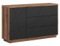 Preview: Kommode Forn 156cm Soft Close Schwarz Matt/Eiche Delano Sideboard Modern Design Anrichte Wohnzimmer Schrank