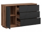 Preview: Kommode Forn 156cm Soft Close Schwarz Matt/Eiche Delano Sideboard Modern Design Anrichte Wohnzimmer Schrank