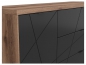 Preview: Kommode Forn 156cm Soft Close Schwarz Matt/Eiche Delano Sideboard Modern Design Anrichte Wohnzimmer Schrank