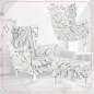 Preview: Ohrensessel Gabo 10 mit Hocker Wohnzimmersessel Marmor