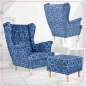 Preview: Ohrensessel Gabo 2 mit Hocker Wohnzimmersessel Blau