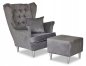 Preview: Ohrensessel GAJA Monolith 85 mit Hocker Wohnzimmersessel Grau