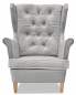Preview: Ohrensessel GAJA Royal 26 mit Hocker Hellgrau Wohnzimmersessel