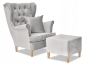 Preview: Ohrensessel GAJA Royal 26 mit Hocker Hellgrau Wohnzimmersessel