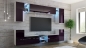 Preview: Wohnwand Galaxy Aubergine Hochglanz/ Weiß Mediawand Medienwand Design Modern Led Beleuchtung MDF Hochglanz Hängewand Hängeschrank TV Wand