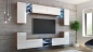 Preview: Wohnwand Galaxy Weiß Hochglanz/ Sonoma Eiche Mediawand Medienwand Design Modern Led Beleuchtung MDF Hochglanz Hängewand Hängeschrank Galaxy TV Wand