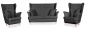 Preview: Sofagarnitur ARI Monolith 97 3-teilig Ohrensessel Sofa Velours Anthrazit