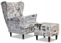 Preview: Ohrensessel GAZETA mit Hocker Wohnzimmersessel