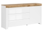 Preview: Kommode Holten 156 cm lackiert Soft Close Weiß Hochglanz/Wotan Eiche/Weiß Matt Modernes Design Anrichte Sideboard
