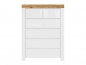 Preview: Highboard Holten 98,5cm lackiert Soft Close Weiß Hochglanz/Wotan Eiche/Weiß Matt Modernes Design Anrichte Sideboard Kommode