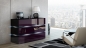 Preview: Kommode Shine Sideboard 120 cm Aubergine Hochglanz/Schwarz LED Beleuchtung Modern Design TV Möbel Anrichte Sigma