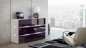 Preview: Kommode Shine Sideboard 120 cm Aubergine Hochglanz/Weiß LED Beleuchtung Modern Design TV Möbel Anrichte Sigma