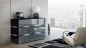 Preview: Kommode Shine Sideboard 120 cm Grau Hochglanz/Schwarz LED Beleuchtung Modern Design TV Möbel Anrichte Sigma