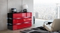 Preview: Kommode Shine Sideboard 120 cm Rot Hochglanz/Schwarz LED Beleuchtung Modern Design TV Möbel Anrichte Sigma