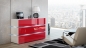 Preview: Kommode Shine Sideboard 120 cm Rot Hochglanz/Weiß LED Beleuchtung Modern Design TV Möbel Anrichte Sigma