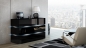 Preview: Kommode Shine Sideboard 90 cm Schwarz Hochglanz/Schwarz LED Beleuchtung Modern Design TV Möbel Anrichte Sigma