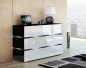 Preview: Kommode Shine Sideboard 90 cm Weiß Hochglanz/Schwarz LED Beleuchtung Modern Design TV Möbel Anrichte Sigma