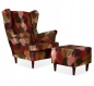 Preview: Ohrensessel LEAF 1 mit Hocker Wohnzimmersessel  Blumenmuster