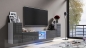 Preview: Tv Lowboard Galaxy Grau Hochglanz/Weiß MDF Design Board HiFi Tisch Beleuchtung Modern Wohnwand  Schrank Möbel